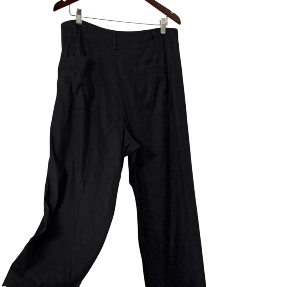 ANTHROPOLOGIE Maeve The Colette Black Linen Wide Leg Crop Pants Trousers - Picture 6 of 11